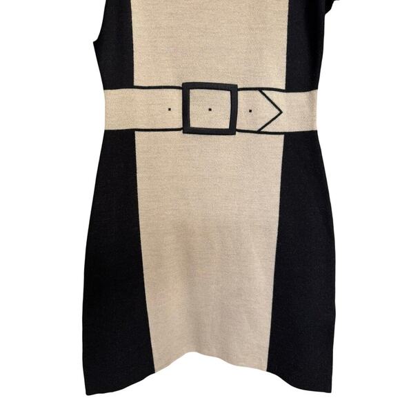 Alice and Olivia Mia Layered Look Sweater Dress Mini Black Beige Size Medium - Picture 6 of 15